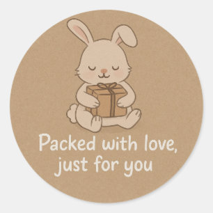Knuffel Konijn Verpakt met Liefde Sticker