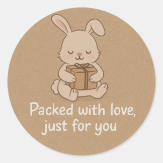 Knuffel Konijn Verpakt met Liefde Sticker