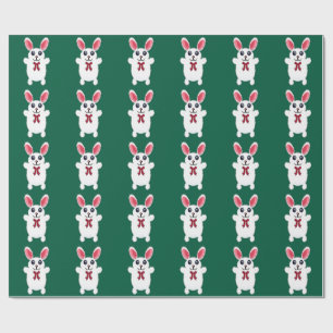 Knuffel Konijn Wit met Rode Strik - Chri Cadeaupapier