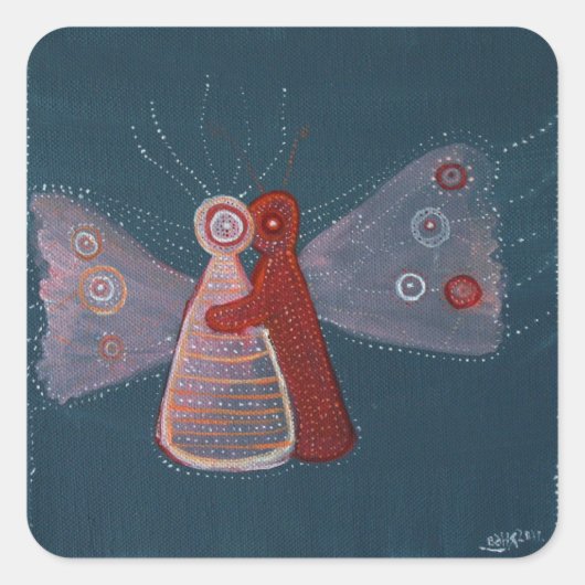 Knuffel Kunst Schilderen Vierkante Stickers, Glanz Vierkante Sticker (Voorkant)