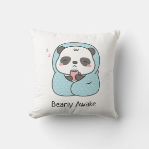 Knuffel kussen met slapende panda in een deken