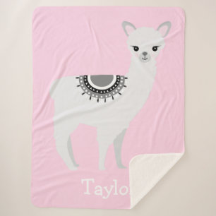 "Knuffel lama dromen" gepersonaliseerde sherpa dek Deken