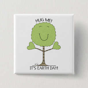 KNUFFEL ME Boom Het is Earth Day Vierkante Button 5,1 Cm