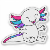 Knuffel me! Schattigee Axolotl in Androgyne Pride  Sticker (Voorkant)