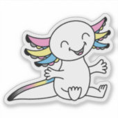 Knuffel me! Schattigee Axolotl in Polygender Pride Sticker (Voorkant)
