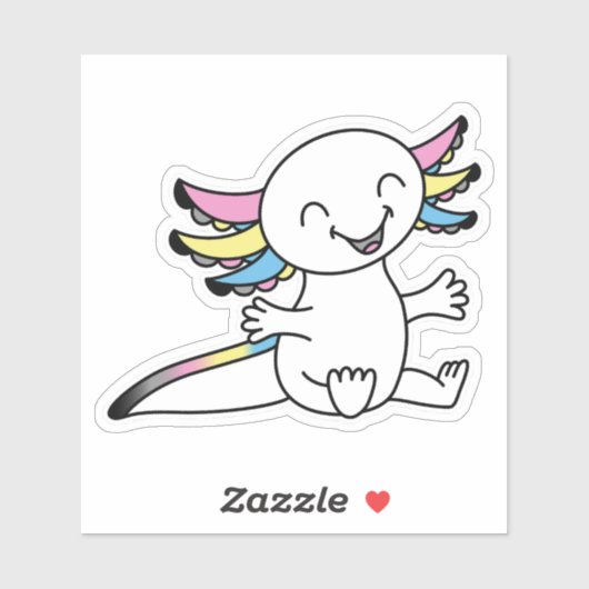Knuffel me! Schattigee Axolotl in Polygender Pride Sticker (Vel)
