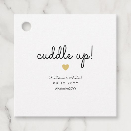 Knuffel Omhoog Winter Bruiloft Deken of Shawl Rust Bedankjes Labels (Voorkant)