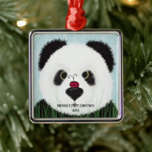 Knuffel Panda Beer Metalen Kerstversiering Ornament
