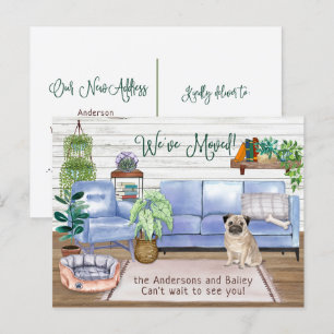 Knuffel Puggendeken Nieuwe Thuis Verhuizing Aankondigingskaart