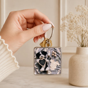 Knuffel puppy zwangerschapsaankondiging sleutelhanger