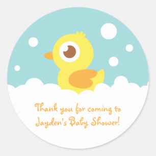 Knuffel Rubber Eendje in Bubbelbad Ronde Sticker