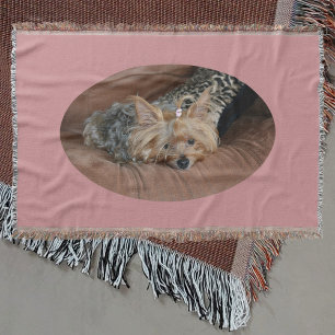 Knuffel schattig slaperig Yorkie puppy roze gooi d Deken
