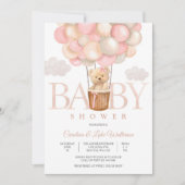 Knuffel Teddy Ballon Baby Shower Uitnodiging (Voorkant)