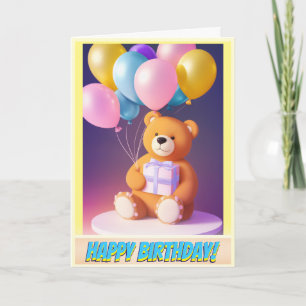 Knuffel Teddy Bear Gift en ballonnen Verjaardag Kaart