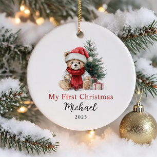 Knuffel Teddybeer Eerste Kerstmis Baby Keramisch Ornament