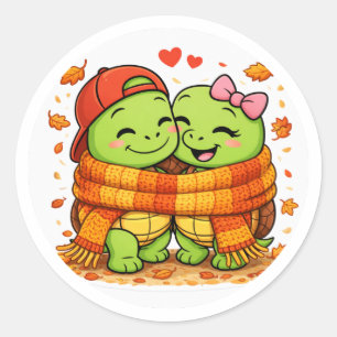 Knuffel van een zachte sjaal ronde sticker