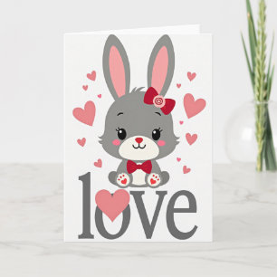 Knuffel Zachte Konijn Liefde Hartjes Kaart
