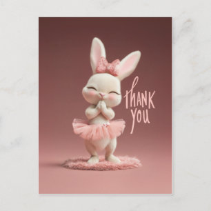 Knuffelachtig Baby Konijn in Roze Tutu Dank Je Wel Briefkaart