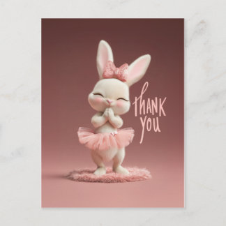 Knuffelachtig Baby Konijn in Roze Tutu Dank Je Wel Briefkaart