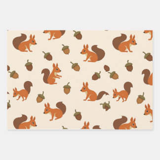 Knuffelachtig eekhoorn en eikel patroon Cadeaupapi Inpakpapier Vel