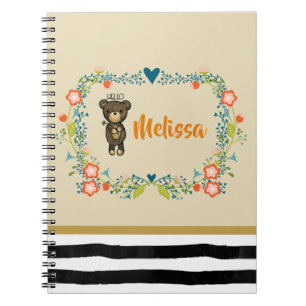Knuffelbeer, Gele Bloem & Bloemenkrans Maatwerk Notitieboek