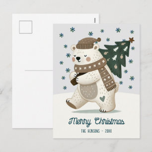 Knuffelbeer Kerstboom Tekening Kerstmis Feestdagenkaart