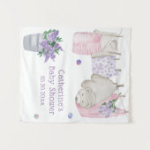 Knuffelbeer wasdag waterverf baby shower wandkleed (Voorkant (horizontaal))