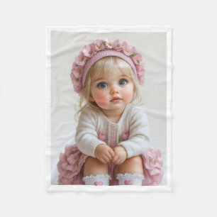 Knuffeldeken met Roze Bloemenkroon voor Mooie Baby Fleece Deken