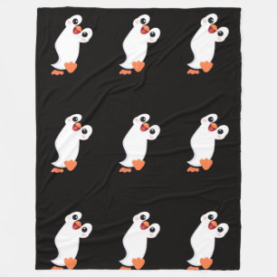Knuffeldekentje met Cute Pinguïn Liefde Zwart Fleece Deken