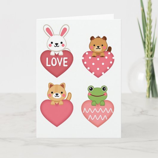 Knuffeldieren Hart Patronen Kaart (Voorkant)