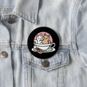 Knuffelen Katten in een kopje - Schattige theetijd Ronde Button 7,6 Cm (In situ)
