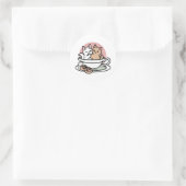 Knuffelen Katten in een kopje - Schattige theetijd Ronde Sticker (Tas)