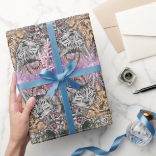 Knuffelen Katten In Tuin Bliss Aquarel Kunst Cadeaupapier