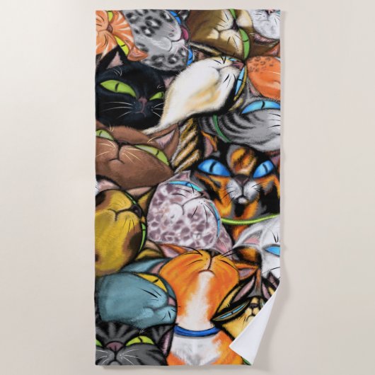 Knuffelen Katten Strandlaken Kat Knuffels (Voorkant)