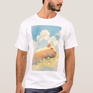 Knuffelen met capibara's in het gras t-shirt