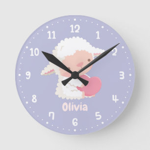 Knuffelend Hart Schattig Lammetje Kinderkamer Deco Ronde Klok