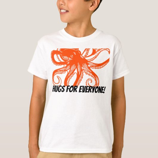 Knuffelend oranje Octopus Kids T-Shirt (Voorkant)