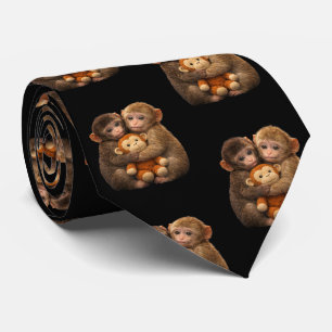 Knuffelende Apen Paar Knuffel Aap Knuffel Kunst Stropdas
