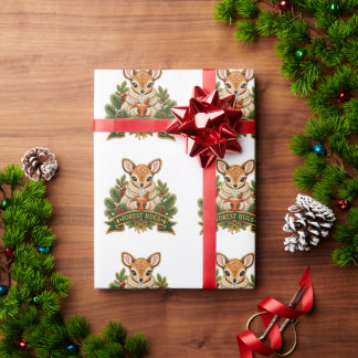 Knuffelende bosbabyherten Kerstmis-cadeauverpakkin Cadeaupapier