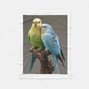 Knuffelende Grasparkieten op Tak Worpdeken Fleece Deken