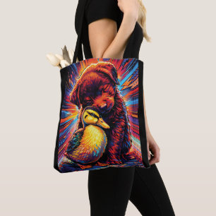 Knuffelende Puppies en Eendjes Pop Art Draagtas