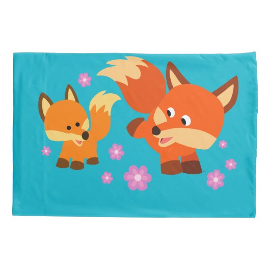 Knuffelgezicht Speelse Cartoon Vossen Kussensloop (Achterkant)