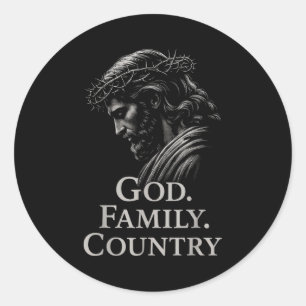 Knuffelgod Familie Land Jezus Christelijk Geloof M Ronde Sticker
