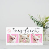 Knuffelig en Helder | 3 Foto's Pet Collage Feestdagenkaart (Staand voorkant)