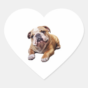 Knuffelig Engels Bulldog Cub - Zoete gerimpelde pu Hart Sticker