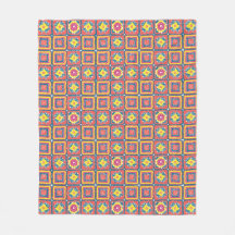 Knuffelig Moderne Retro Koraal Granny Square Fleec