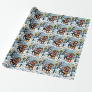 Knuffelige Daslook Puppy Warme Winter Sjaal Kunst Cadeaupapier