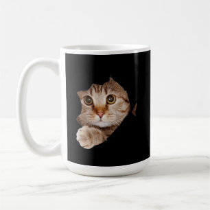 Knuffelige Fluffy Kat die Kijkt Custom Koffiemok