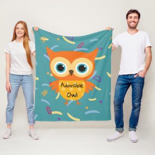 Knuffelige gele uil blauwe patroon fleece deken