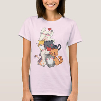 Knuffelige katten stapel van liefde – Schattige ka T-shirt
